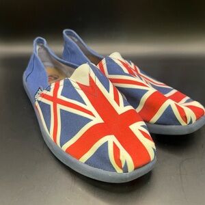 Bobs by Skechers -Union Jack Canvas Slip-Ons, Size:9.5‎ Womens